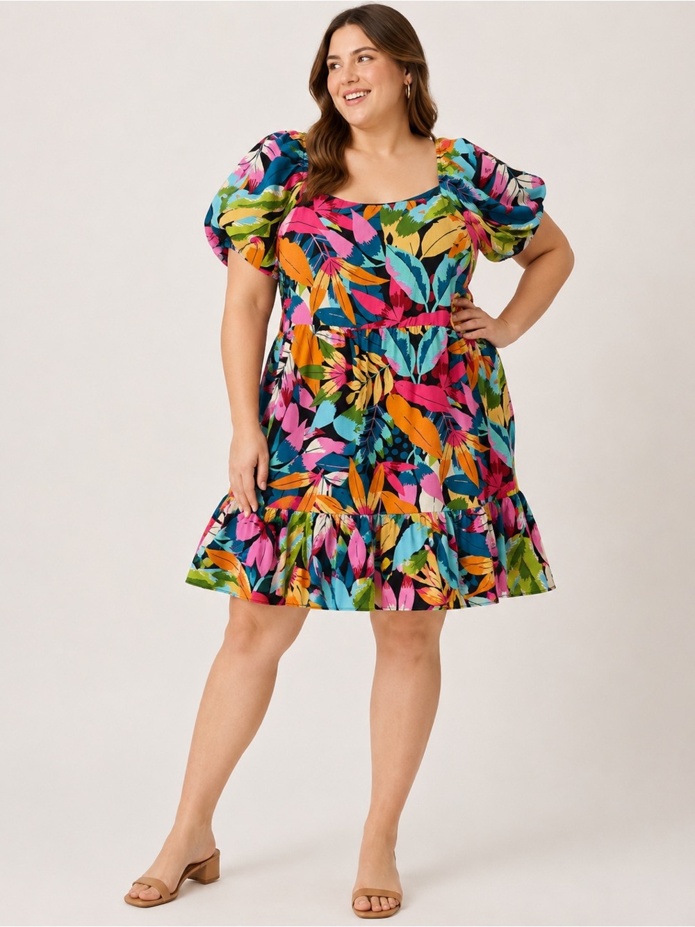 Maia colorful leaf beach reasort dress size 18